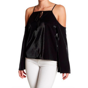 After Market Shiny Cold Shoulder Blouse